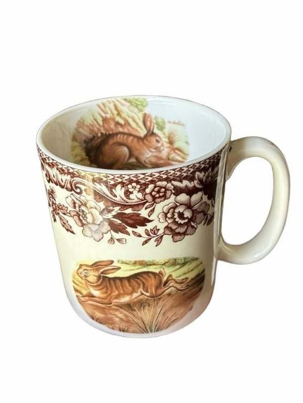 Spode Woodland Rabbit Coffee Mug 16 oz Brown White